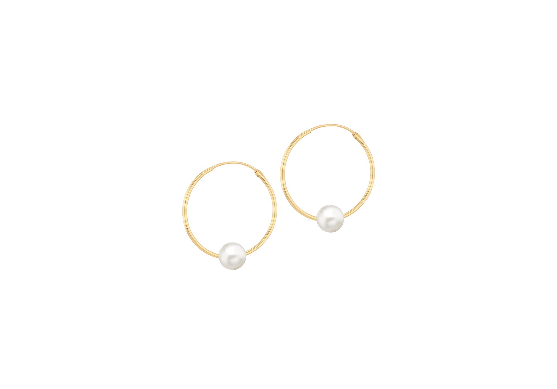 9ct Yellow Gold Freshwater Pearl Annulus Earrings