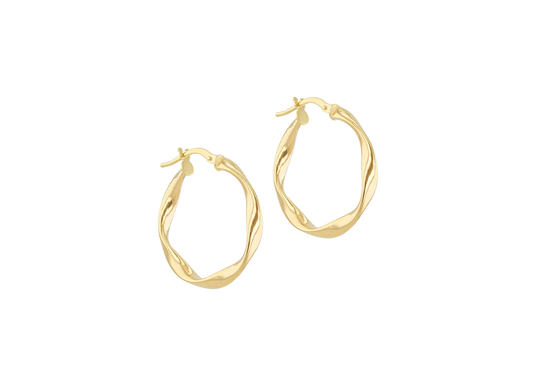 9ct Yellow Gold Twirl Hoop Creole Earrings
