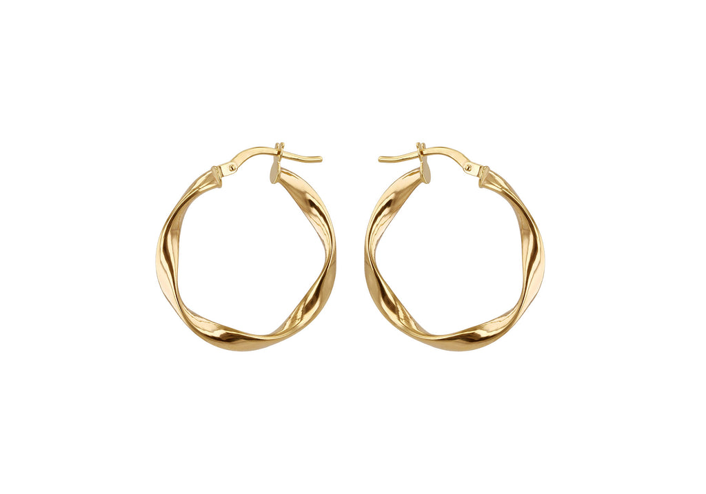 9ct Yellow Gold Twirl Hoop Creole Earrings