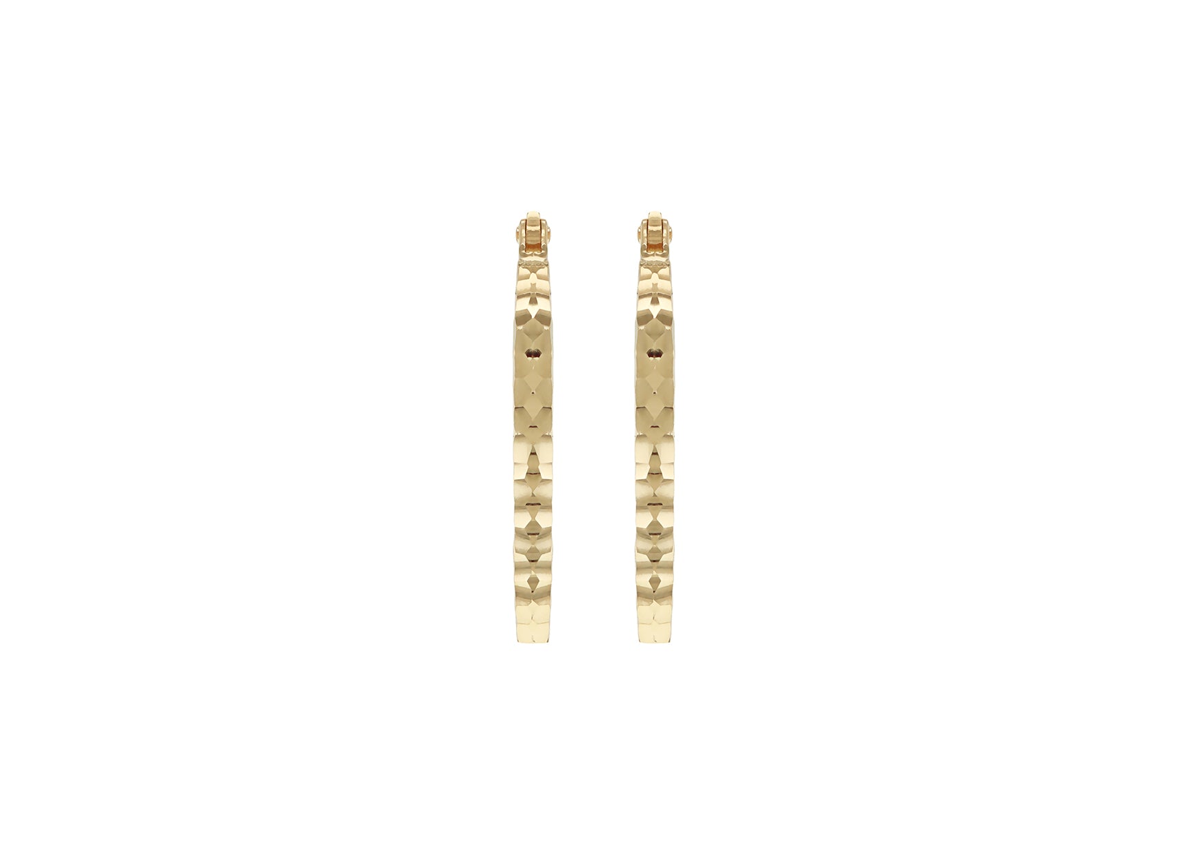 9ct Yellow Gold Diamond Cut Oblong Hoop Earrings