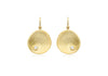 9ct Yellow Gold White Zirconia Brushed Concave Organic Disc Drop Earrings