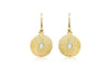 9ct Yellow Gold White Zirconia Brushed Discus Drop Earrings