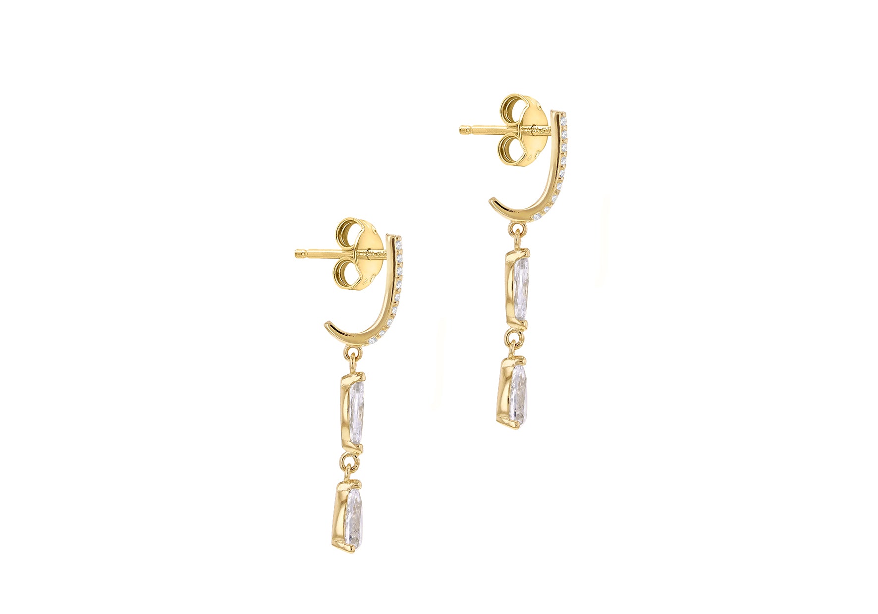 9ct Yellow Gold Marquise Zirconia Drop Earrings