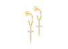 9ct Yellow Gold White Zirconia Cross Drop Earrings
