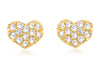 9ct Yellow Gold 0.10ct Diamond Pave Set 6mm x 4mm Heart Stud Earrings