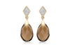 9ct Yellow Gold 0.04t Diamond and Smokey Quartz Teardrop Earrings