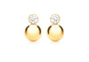 9ct Yellow Gold 5mm Zirconia  and 9mm Ball Drop Earrings