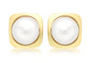 9ct Yellow Gold and Pearl Square Stud Earrings