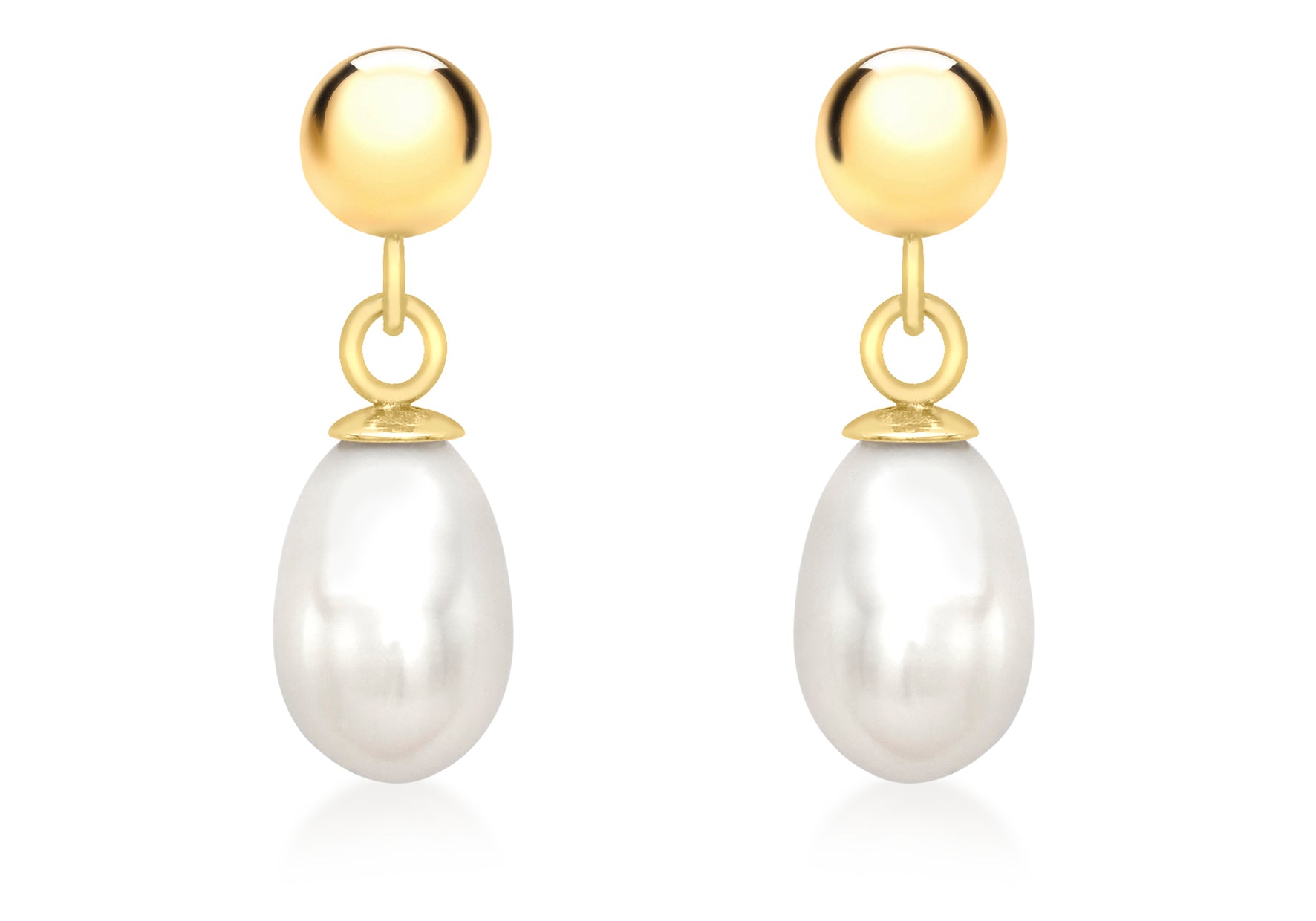 9ct Yellow Gold Fresh Water Pearl Drop Earrings