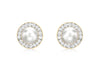 9ct Yellow Gold 8mm Pave Set Zirconia  and Pearl Stud Earrings