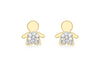 9ct Yellow Gold Pave Set Zirconia  Little Boy Stud Earrings