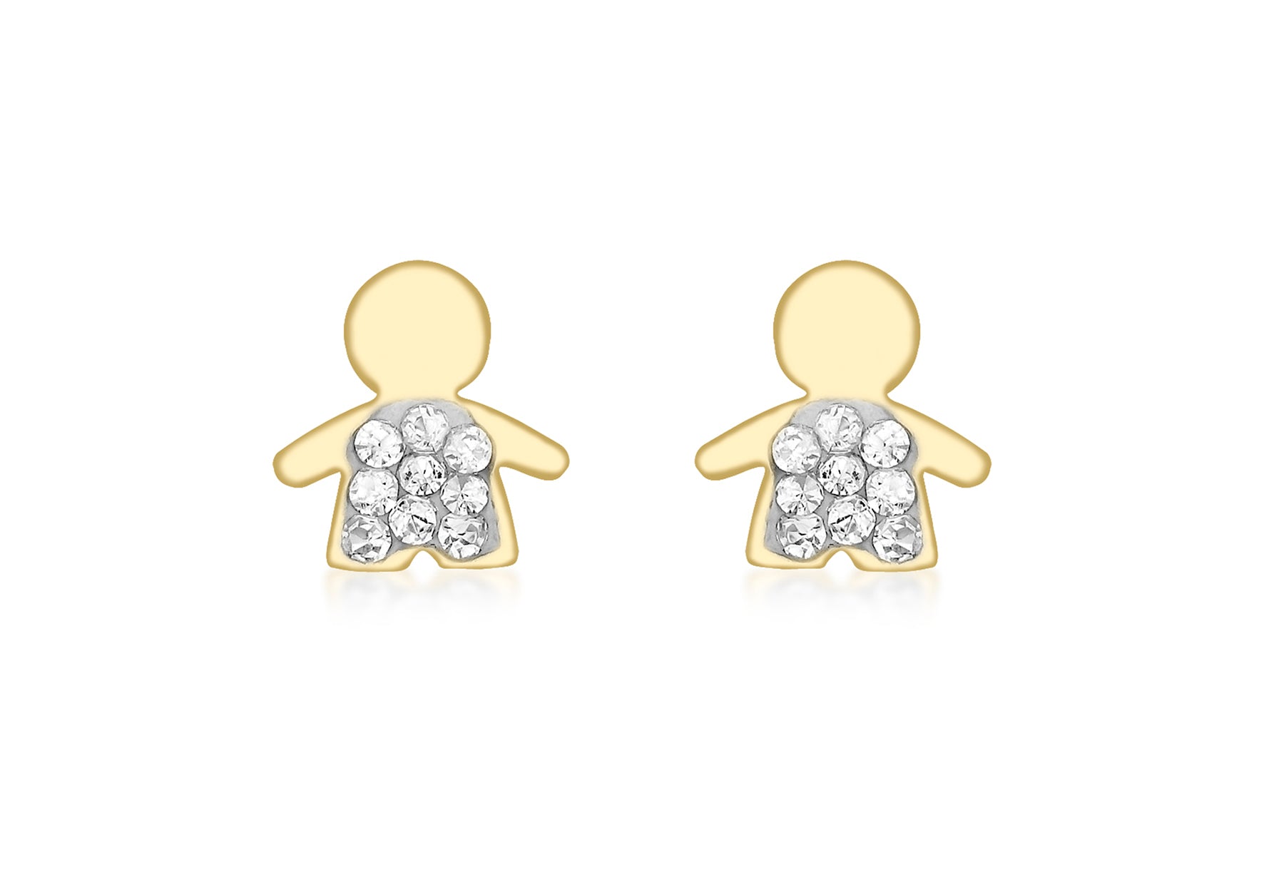 9ct Yellow Gold Pave Set Zirconia  Little Boy Stud Earrings