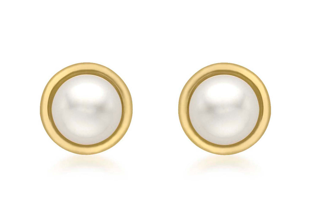 9ct Yellow Gold Pearl 7mm Stud Earrings