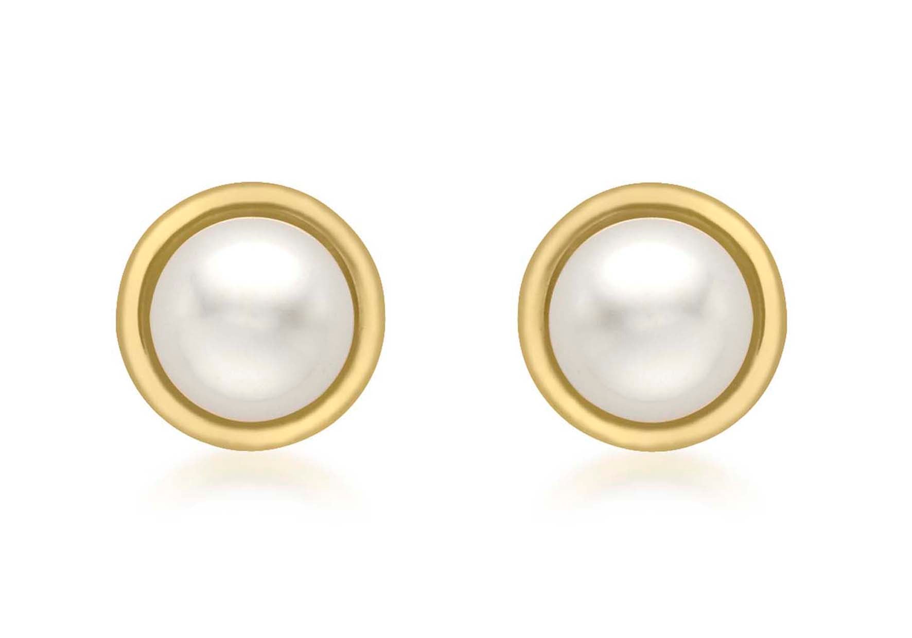 9ct Yellow Gold Pearl 7mm Stud Earrings