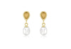 9ct Yellow Gold   and Fresh Water Pearl Drop Earrings