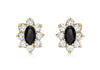 9ct Yellow Gold Oval Black Sapphire and Zirconia Stud Earrings