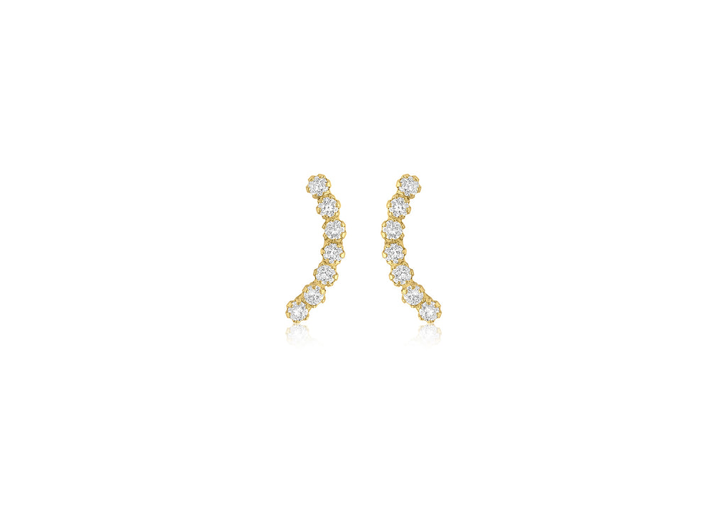 9ct Yellow Gold Zirconia  urve Stud Earrings