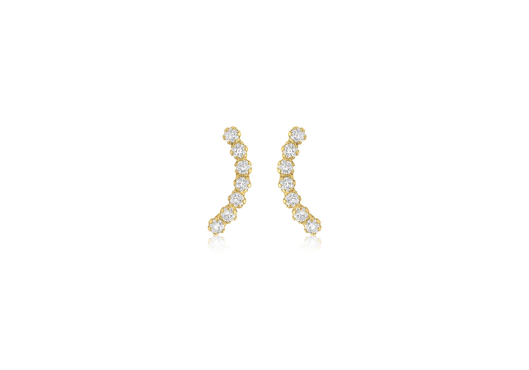 9ct Yellow Gold Zirconia  urve Stud Earrings