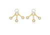 9ct Yellow Gold Zirconia  and Pearl Fan Jack Earrings