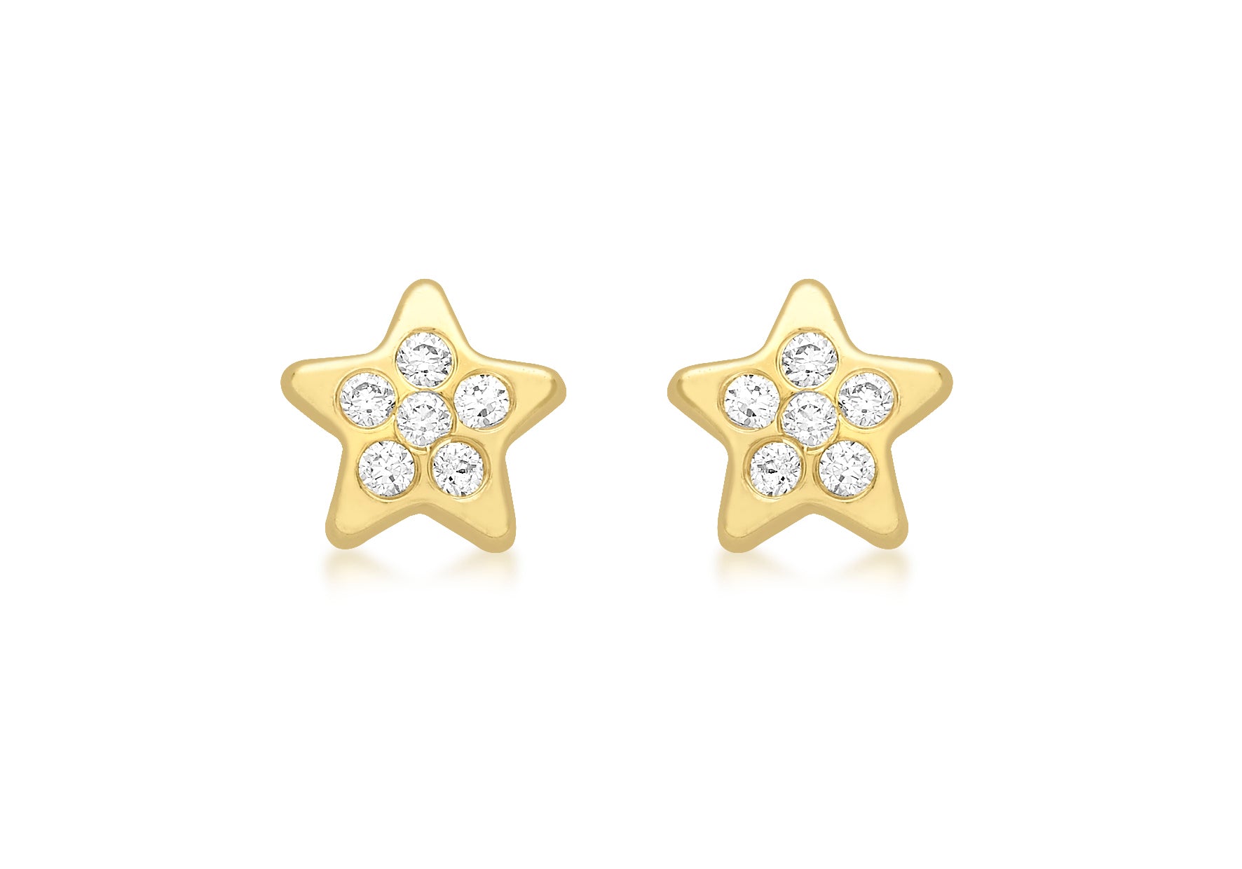 9ct Yellow Gold Zirconia  Star Stud Earrings