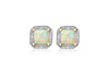 9ct Yellow Gold 0.02ct Diamond and Opal Halo Stud Earrings