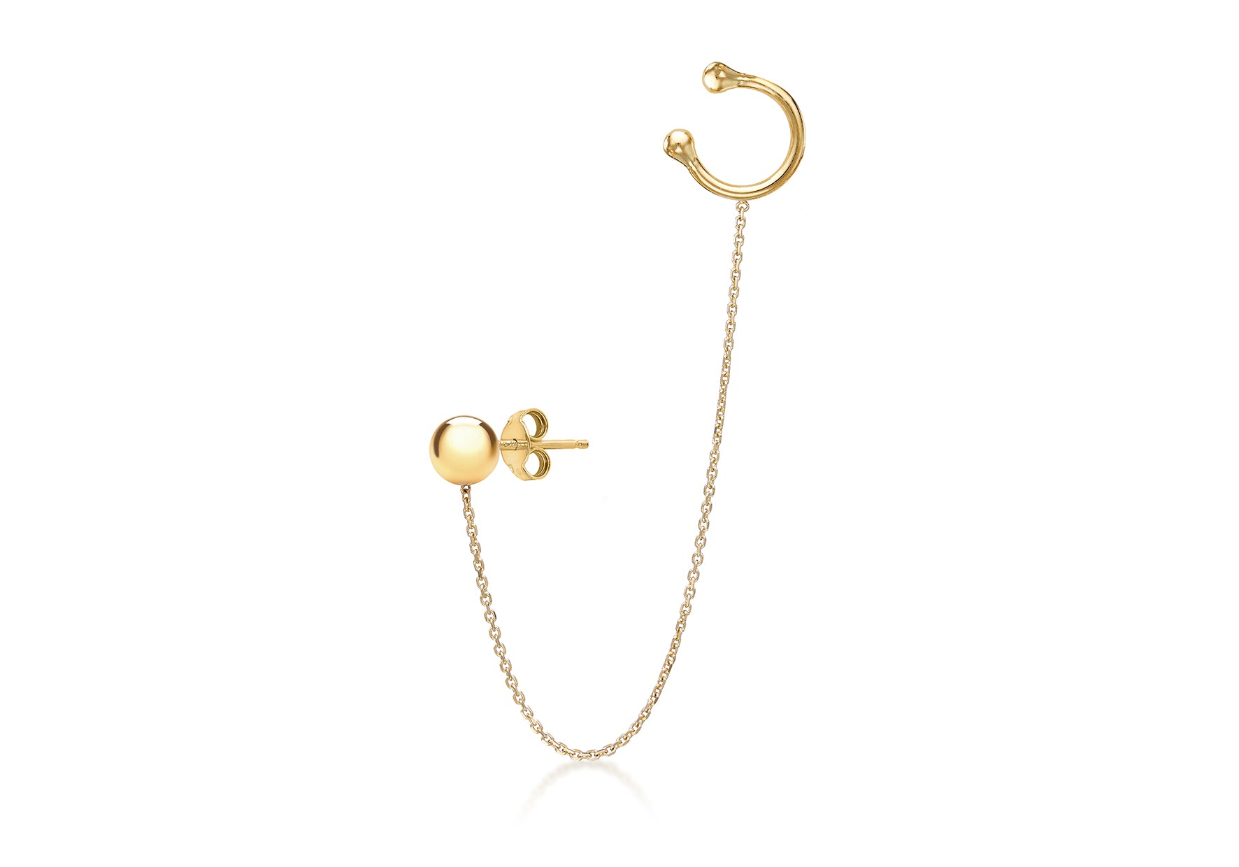 9ct Yellow Gold Ear Cuff Ball Stud Earrings