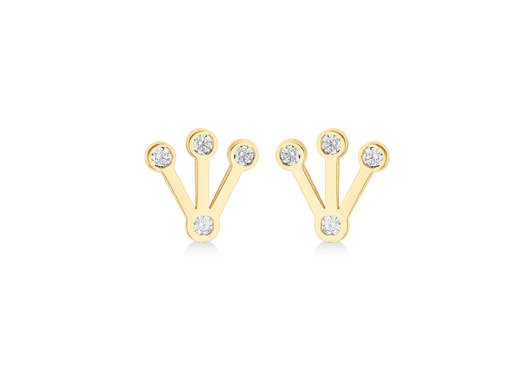 9ct Yellow Gold and White Zirconia Mini Crown Stud Earrings