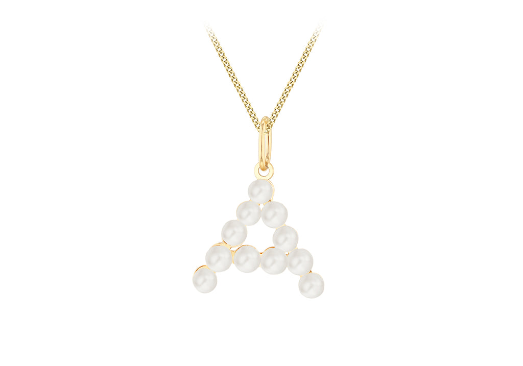 9ct Yellow Gold Fresh Water Pearls Initial Pendant