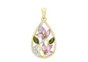9ct Yellow Gold 0.03ct Diamond & Tourmaline Lotus Pendant