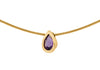 9ct Yellow Gold Amethyst Teardrop Pendant on Snake Chain Necklace  41m/16"9