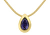 9ct Yellow Gold Iolite Teardrop Pendant on Snake Chain Necklace  41m/16"9