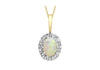 9ct Yellow Gold 0.07t Diamond and Opal Cluster Pendant