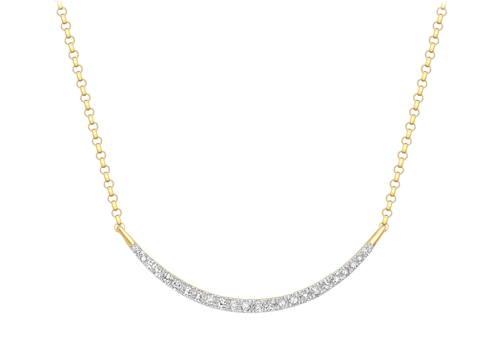 9ct Yellow Gold 0.15t Diamond resent Bar Adjustable Necklet 41m/16"-46m/18"9