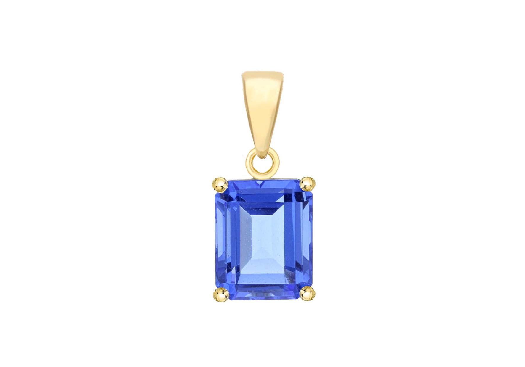 9ct Yellow Gold Tanzanique Rectangular Pendant