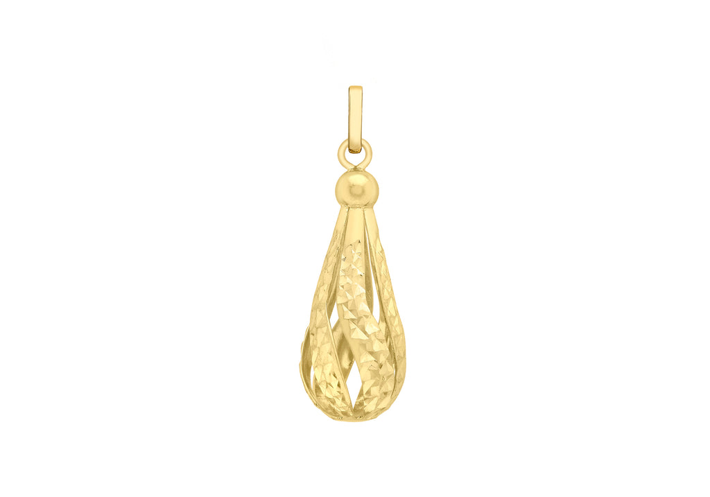 Sterling Silver 9mm x 25mm Diamond Cut Teardrop Pendant