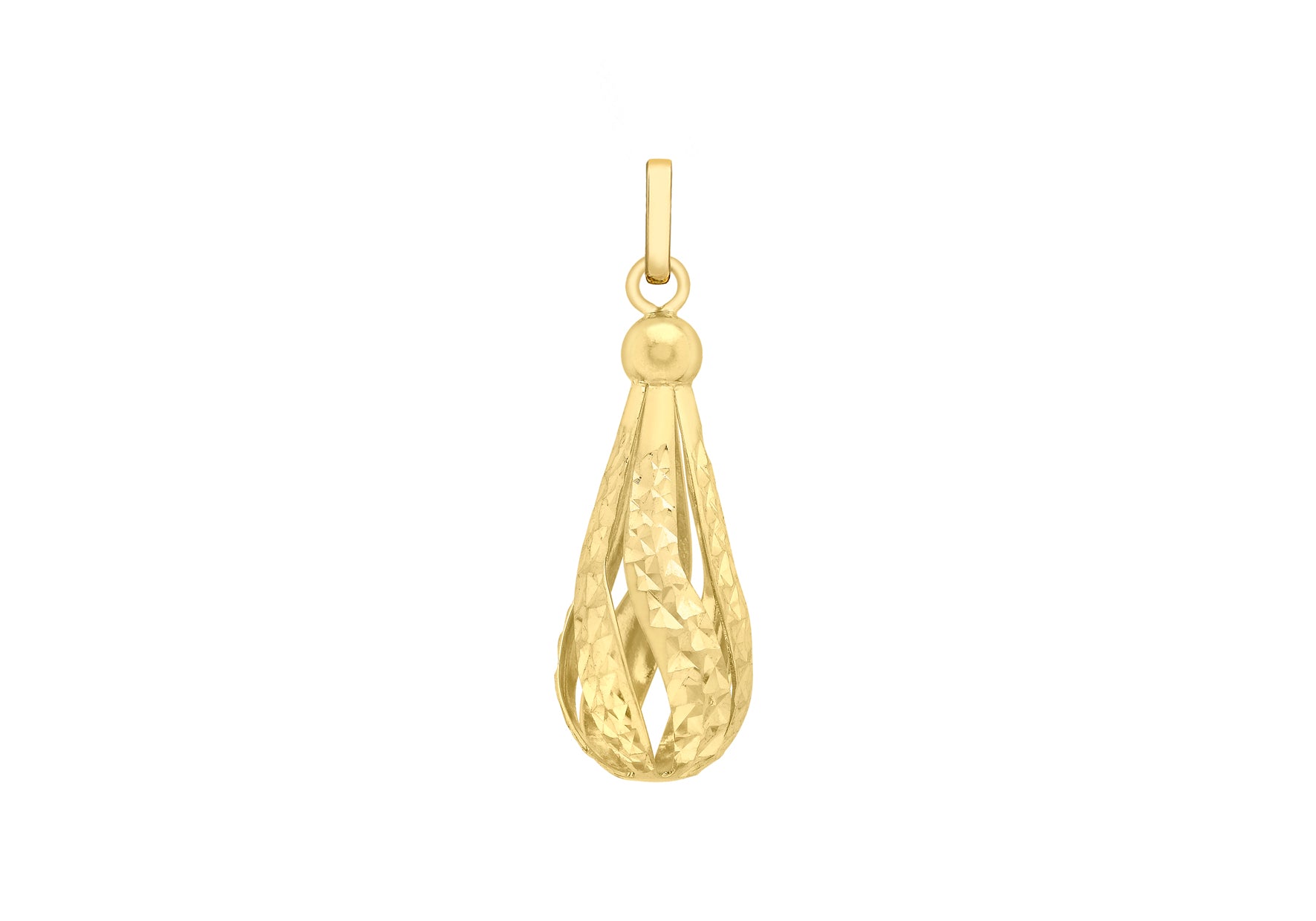 Sterling Silver 9mm x 25mm Diamond Cut Teardrop Pendant