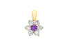 9ct Yellow Gold Purple and White Zirconia  Flower Cluster Pendant