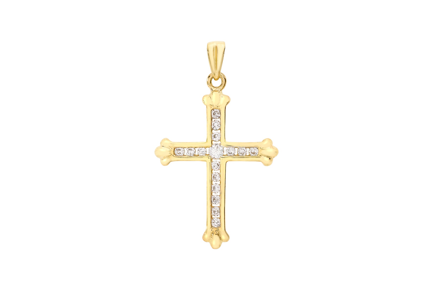 9ct Yellow Gold Zirconia  16mm x 22mm Cross Pendant