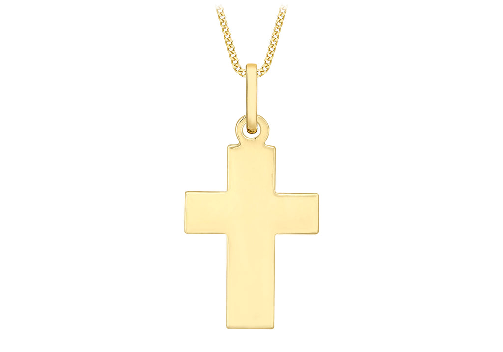 9ct Yellow Gold Thick Plain Cross Pendant