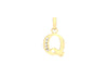 9ct Yellow Gold Zirconia  10mm x 13mm 'Q' Initial Pendant