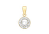 9ct Yellow Gold 9mm x 15mm Fresh Water Pearl and Crystal Round Pendant