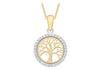 9ct Yellow Gold Zirconia  12.7mm 'Tree of Life' Pendant