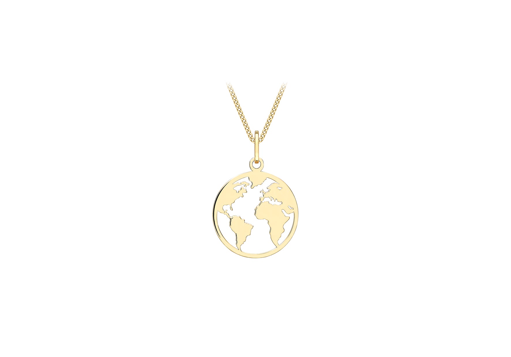 9ct Yellow Gold CutoCut World Map Disc Pendant