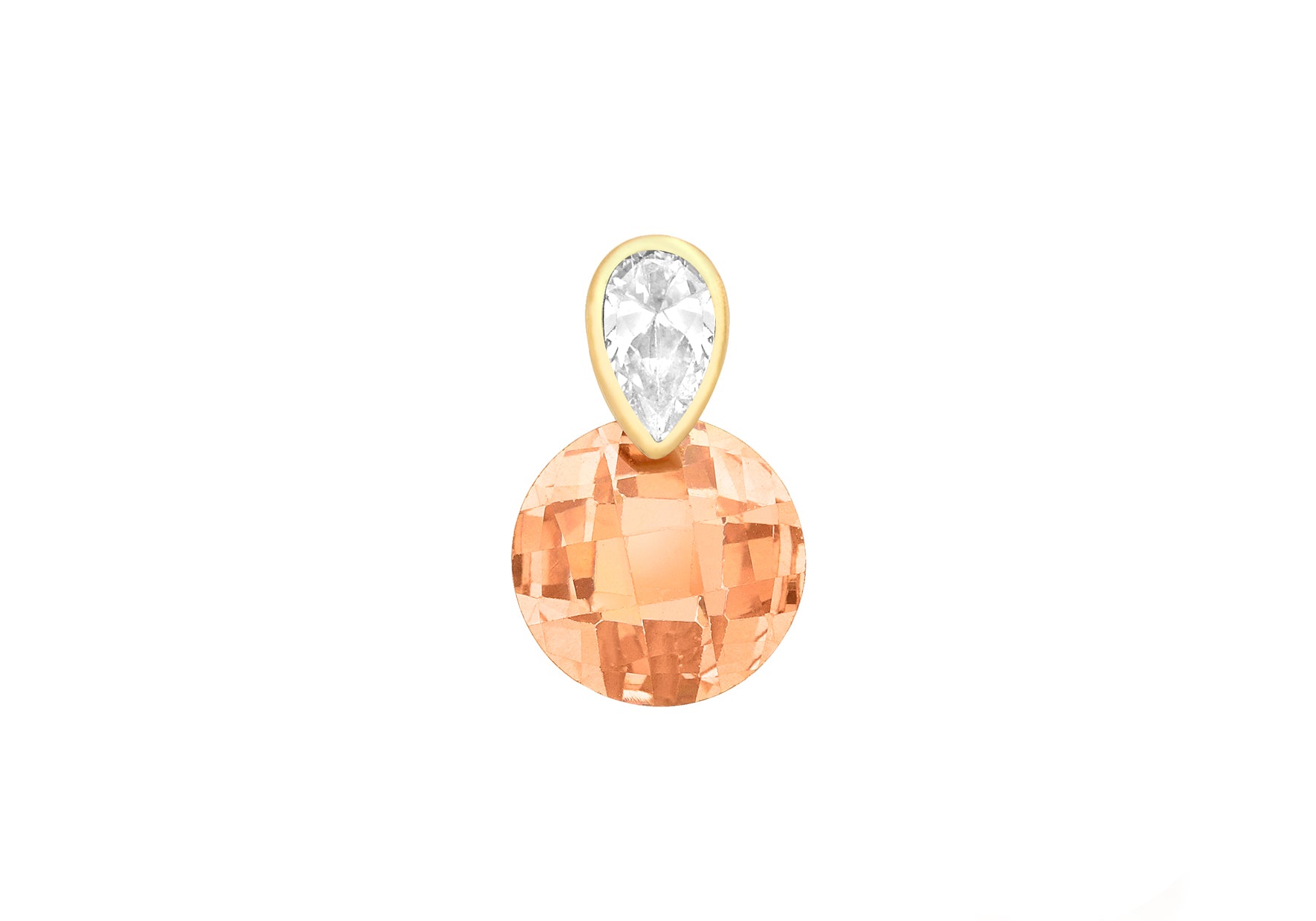 9ct Yellow Gold Orange and White Zirconia  Round Pendant