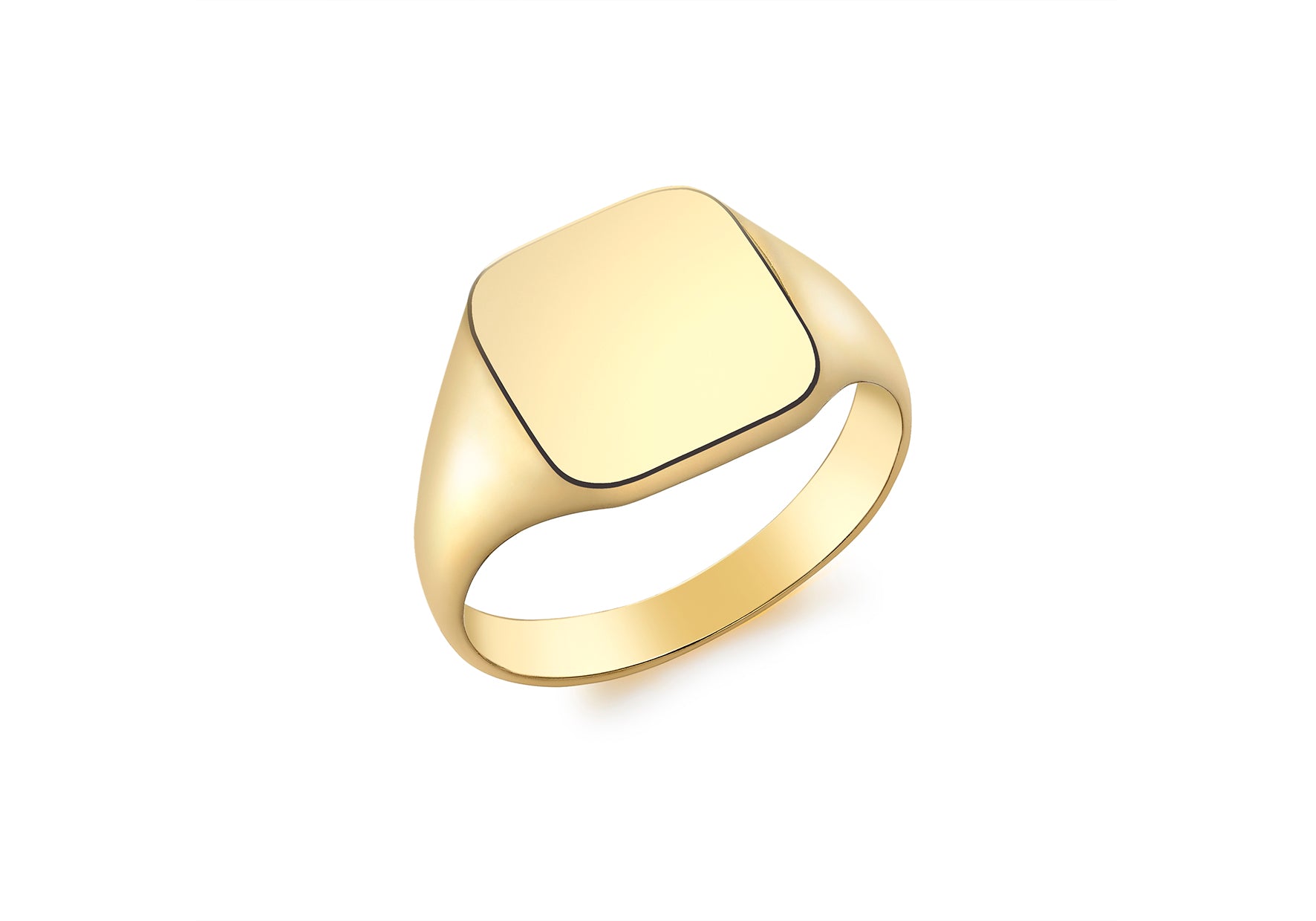 9ct Yellow Gold Plain 11.5mm x 12mm Square Signet Ring