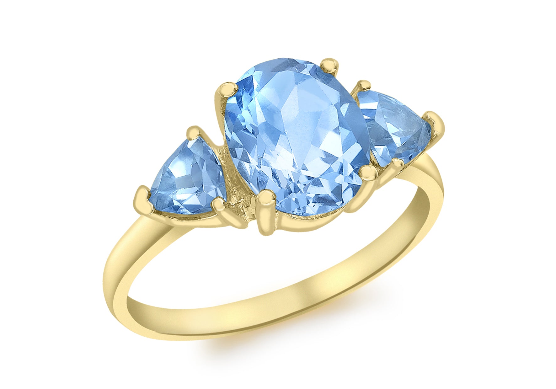 9ct Yellow Gold Oval Blue Topaz Ring