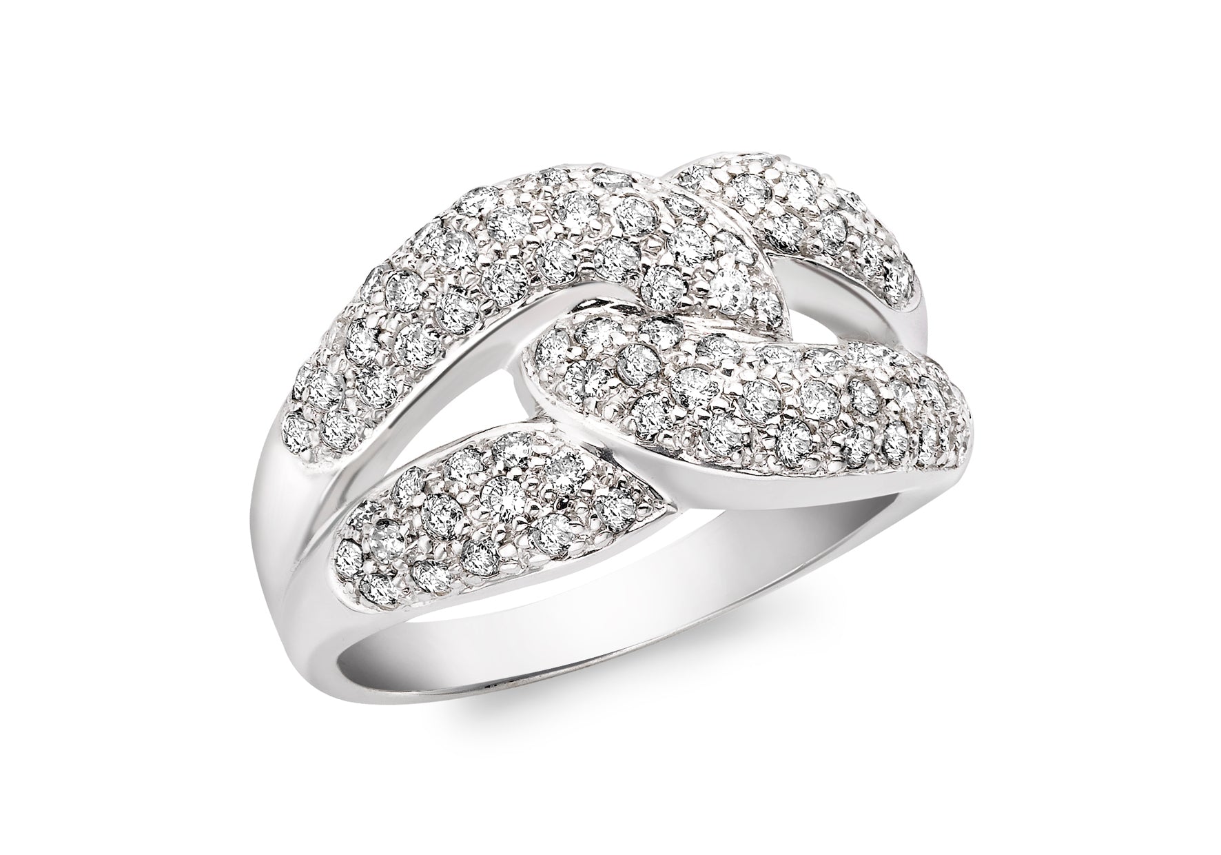 9ct White Gold 1.00t Pave Set Diamond Knot Ring