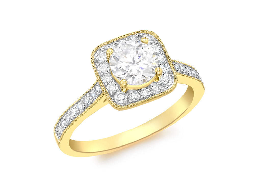 9ct Yellow Gold Square Zirconia  Cluster Ring
