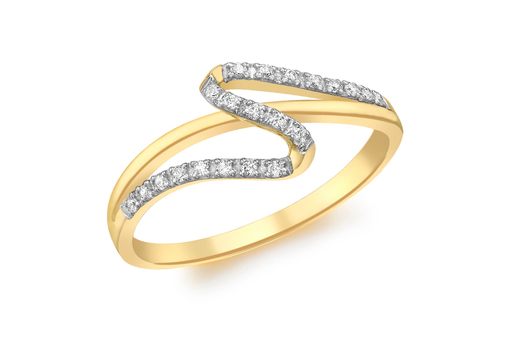 9ct Yellow Gold Zirconia  Wave Band Ring
