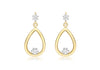 9ct 2-Colour Gold Zirconia  Teardrop Earrings